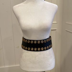 Vintage 2000s Faux Leather Eyelet Cinch Ribbon Lace Up Tie Statement Corset Belt